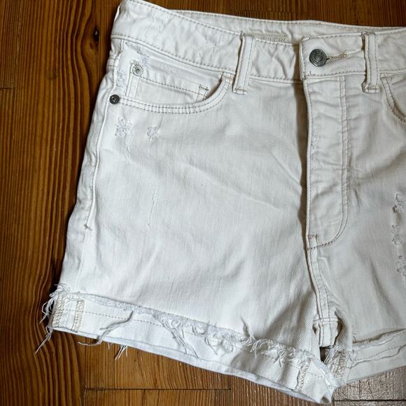 Pilcro cream button fly high rise distressed cuffed shorts SIZE 27 - Picture 4 of 6